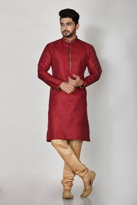 Ranak Maroon Art Silk Kurta Pajama 1