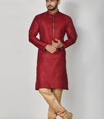 Ranak Maroon Art Silk Kurta Pajama