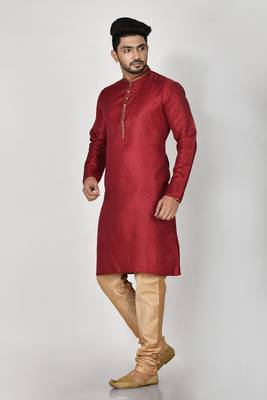 Ranak Maroon Art Silk Kurta Pajama 2