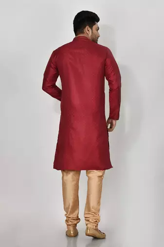 Ranak Maroon Art Silk Kurta Pajama