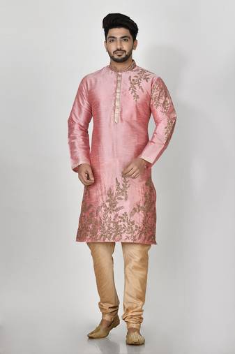 Ranak Pink Dupion Silk Kurta Pajama