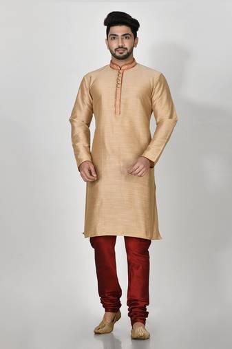 Ranak Gold Mulbary Cotton Silk Kurta Pajama