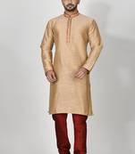 Ranak Gold Mulbary Cotton Silk Kurta Pajama