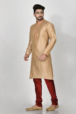 Ranak Gold Mulbary Cotton Silk Kurta Pajama 2
