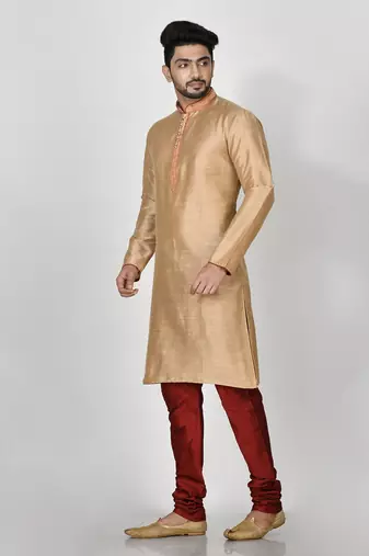 Ranak Gold Mulbary Cotton Silk Kurta Pajama