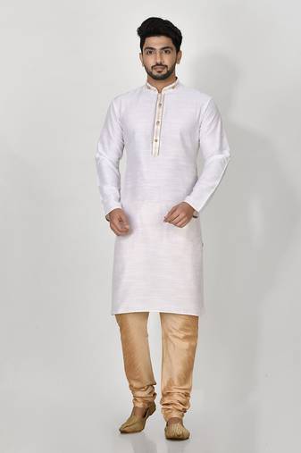Ranak Offwhite Mulbary Cotton Silk Kurta Pajama