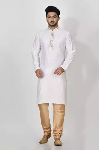 Ranak Offwhite Mulbary Cotton Silk Kurta Pajama