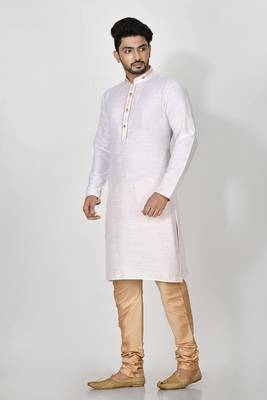 Ranak Offwhite Mulbary Cotton Silk Kurta Pajama 2