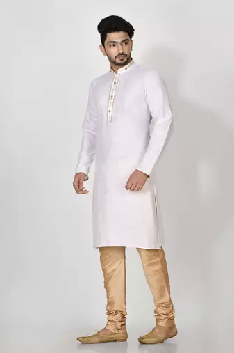 Ranak Offwhite Mulbary Cotton Silk Kurta Pajama