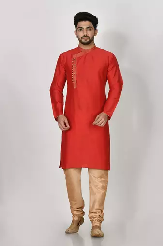 Ranak Maroon Mulbary Cotton Silk Kurta Pajama