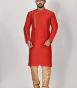 Ranak Maroon Mulbary Cotton Silk Kurta Pajama