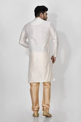 Ranak Cream Mulbary Cotton Silk Kurta Pajama 3