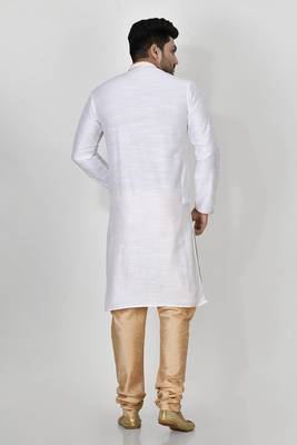 Ranak White Mulbary Cotton Silk Kurta Pajama 3