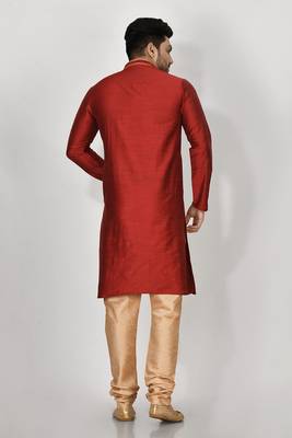 Ranak Maroon Mulbary Cotton Silk Kurta Pajama 3