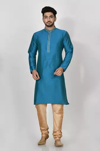 Ranak Firoza Mulbary Cotton Silk Kurta Pajama