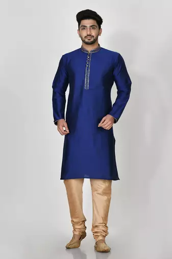 Ranak Royal Blue Mulbary Cotton Silk Kurta Pajama
