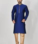 Ranak Royal Blue Mulbary Cotton Silk Kurta Pajama