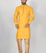 Ranak Yellow Cotton Kurta Pajama