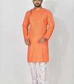 Ranak Orange Cotton Kurta Pajama