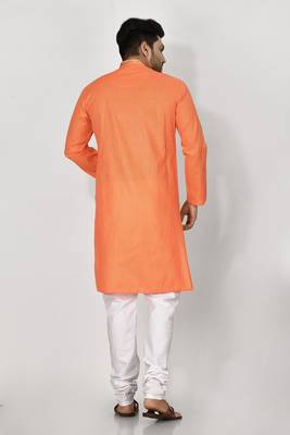 Ranak Orange Cotton Kurta Pajama 3