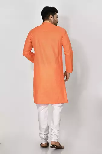 Ranak Orange Cotton Kurta Pajama
