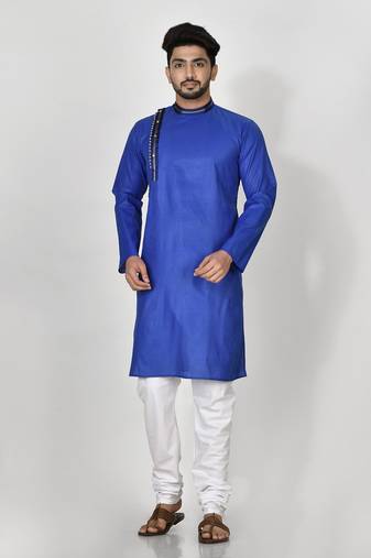 Ranak Royal Blue Cotton Kurta Pajama