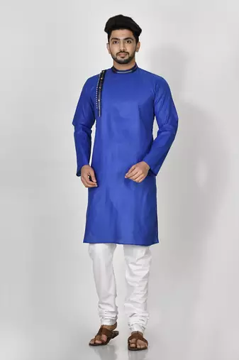 Ranak Royal Blue Cotton Kurta Pajama