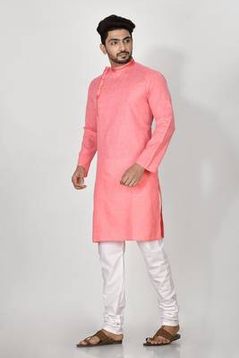 Ranak Pink Cotton Kurta Pajama 2