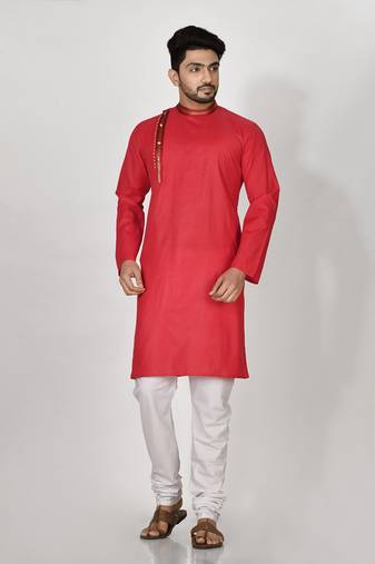 Ranak Red Cotton Kurta Pajama