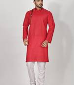 Ranak Red Cotton Kurta Pajama
