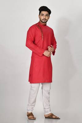 Ranak Red Cotton Kurta Pajama 2