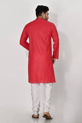 Ranak Red Cotton Kurta Pajama 3