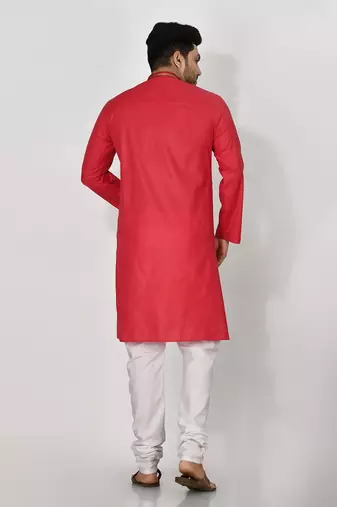 Ranak Red Cotton Kurta Pajama
