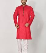 Ranak Red Cotton Kurta Pajama