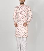 Ranak Red Cotton Print Kurta Pajama
