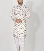 Ranak Brown Cotton Print Kurta Pajama