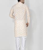 Ranak Yellow Cotton Print Kurta Pajama