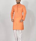 Ranak Orange Cotton Kurta Pajama