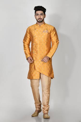 Ranak Yellow Banarasi Jacquard Kurta Pajama