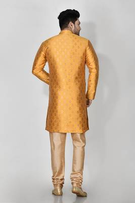 Ranak Yellow Banarasi Jacquard Kurta Pajama 3