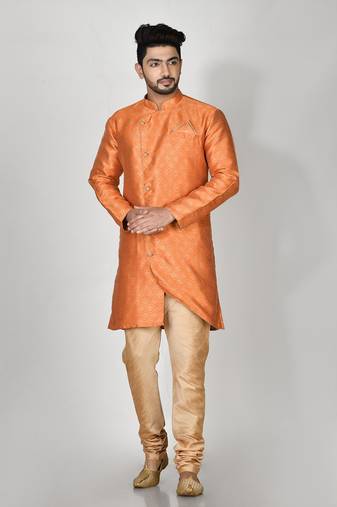 Ranak Orange Banarasi Jacquard Kurta Pajama