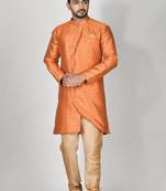 Ranak Orange Banarasi Jacquard Kurta Pajama