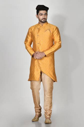 Ranak Yellow Banarasi Jacquard Kurta Pajama