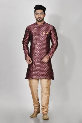 Ranak Purple Banarasi Jacquard Kurta Pajama 1