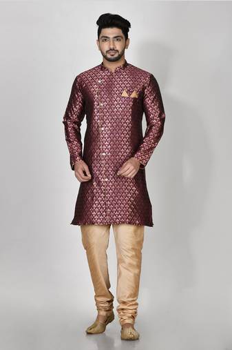 Ranak Purple Banarasi Jacquard Kurta Pajama