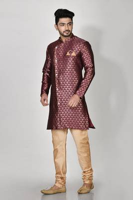 Ranak Purple Banarasi Jacquard Kurta Pajama 2