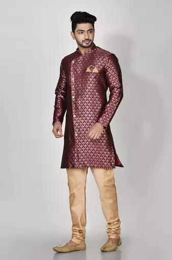 Ranak Purple Banarasi Jacquard Kurta Pajama