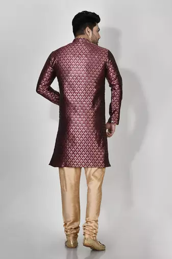 Ranak Purple Banarasi Jacquard Kurta Pajama