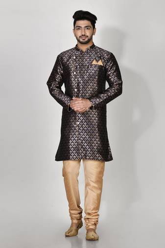 Ranak Navy Blue Banarasi Jacquard Kurta Pajama
