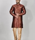 Ranak Maroon Banarasi Jacquard Kurta Pajama